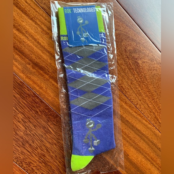 NEW Unisex Calf/Over the Calf Robot Cotton Socks, Green, Blue, and Grey Colors - Picture 4 of 6